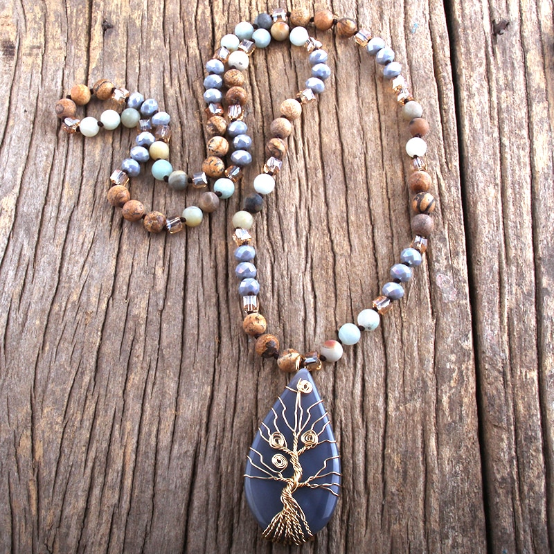 Women'S Bohemian Natural Stone Necklace