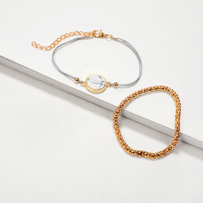Women'S Boho Marble Patterned Beaded Bracelet