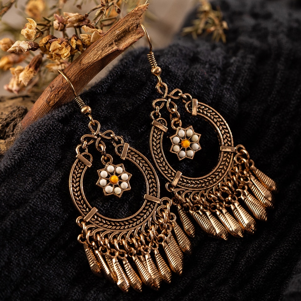 Women'S Boho Drop Earrings With Flower Shaped Pendant 4