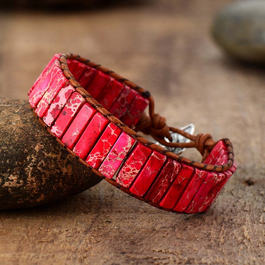 Unisex Bohemian Tube Natural Stones Beaded Wrap Bracelet
