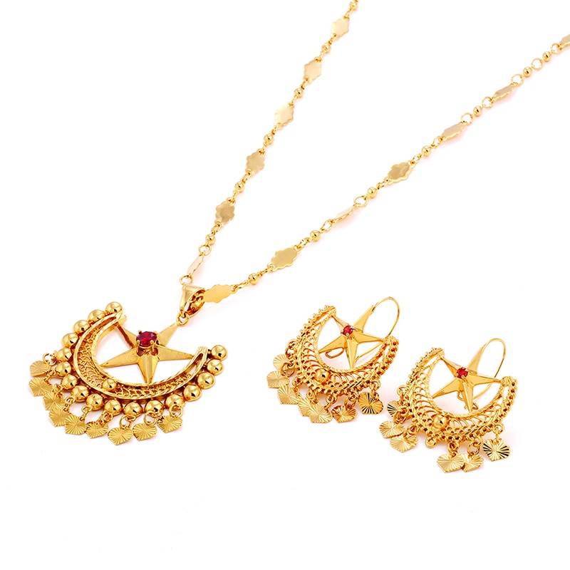 Women'S Boho Star Necklace And Earrings Set 6