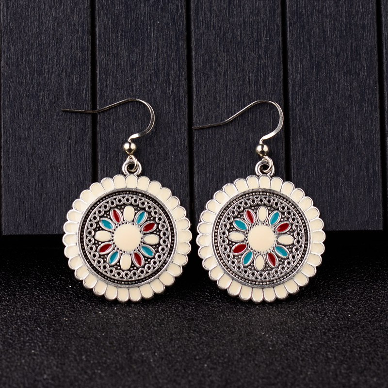 Women'S Bohemian Floral Patterned Drop Earrings 8