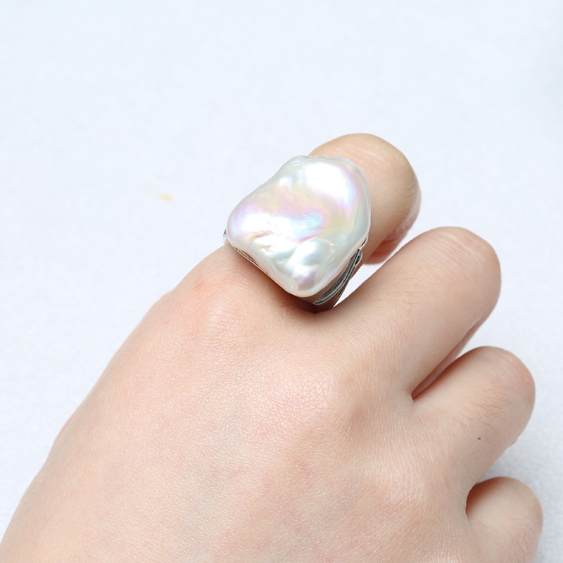 Bohemian 925 Silver Ring For Women With Natural Pearl 5