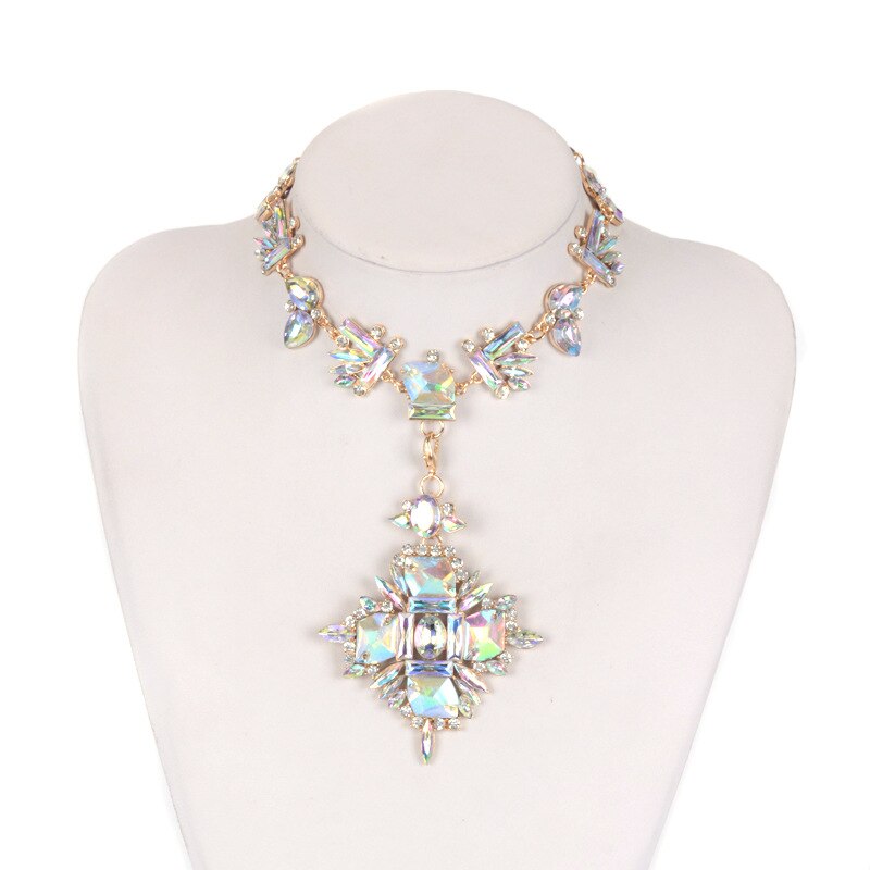 Women'S Boho Crystal Statement Necklace