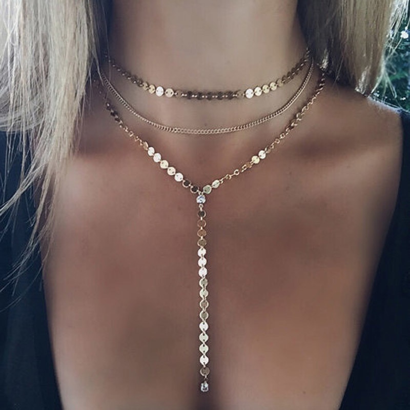 Women'S Layered Gold Plated Necklace
