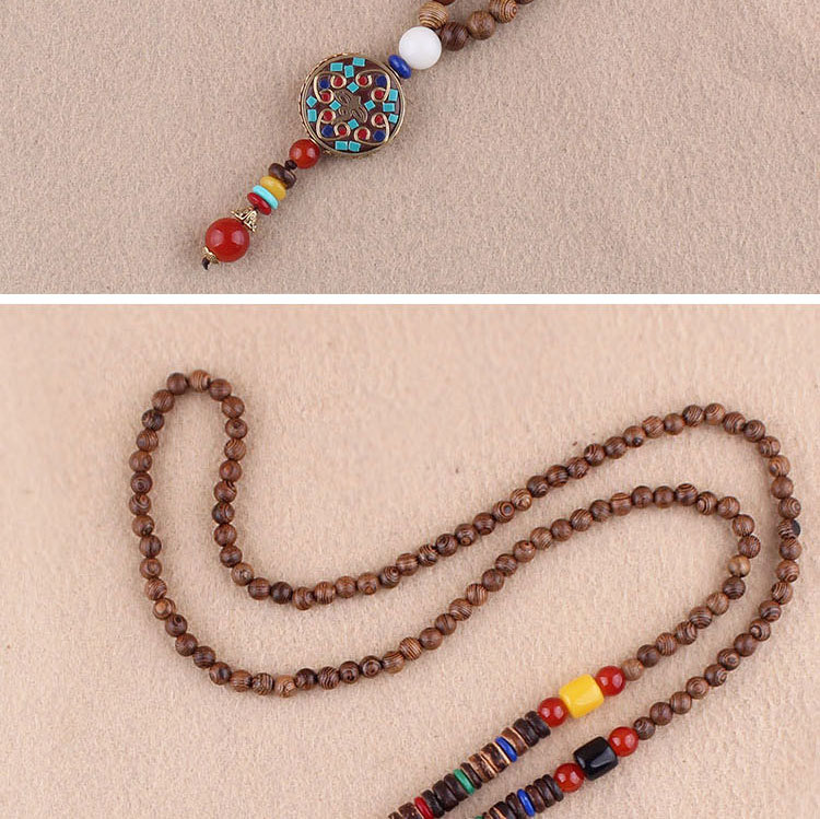 Vintage Long Beaded Pendant Necklace