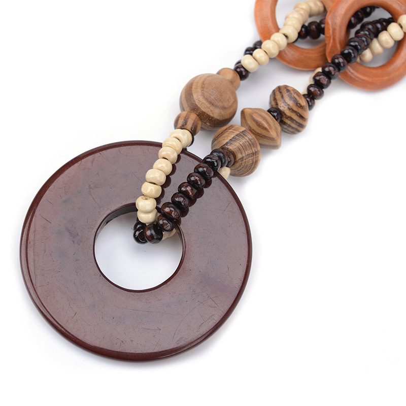 Women'S Ethnic Wooden Pendant Necklace 5