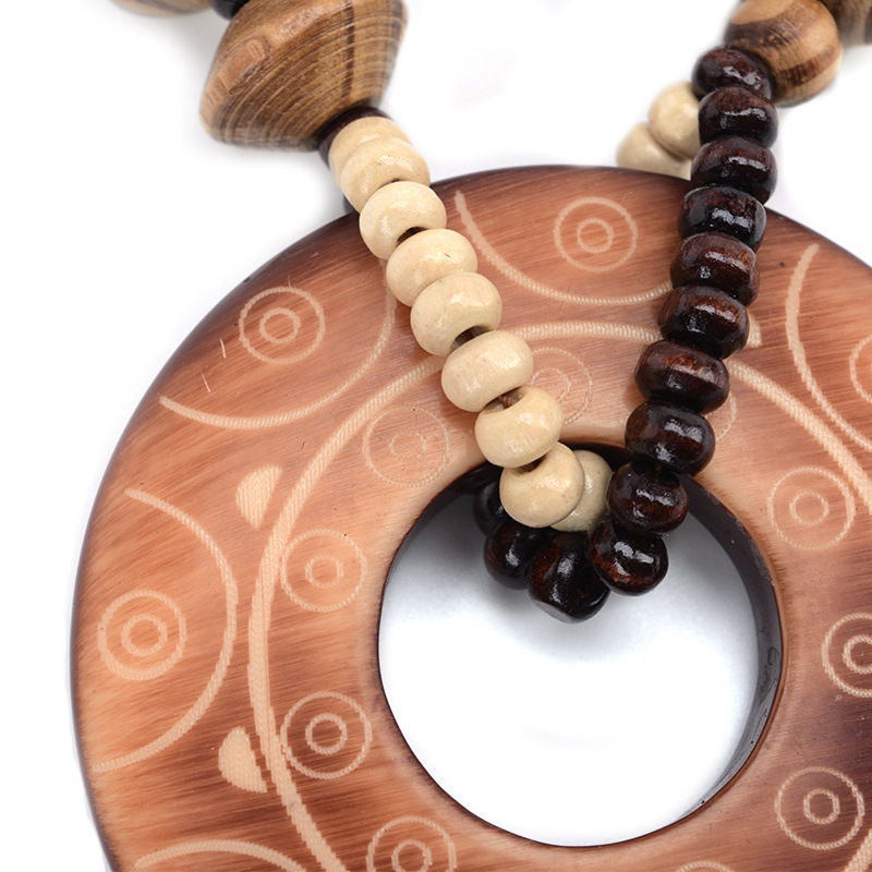 Women'S Ethnic Wooden Pendant Necklace 6