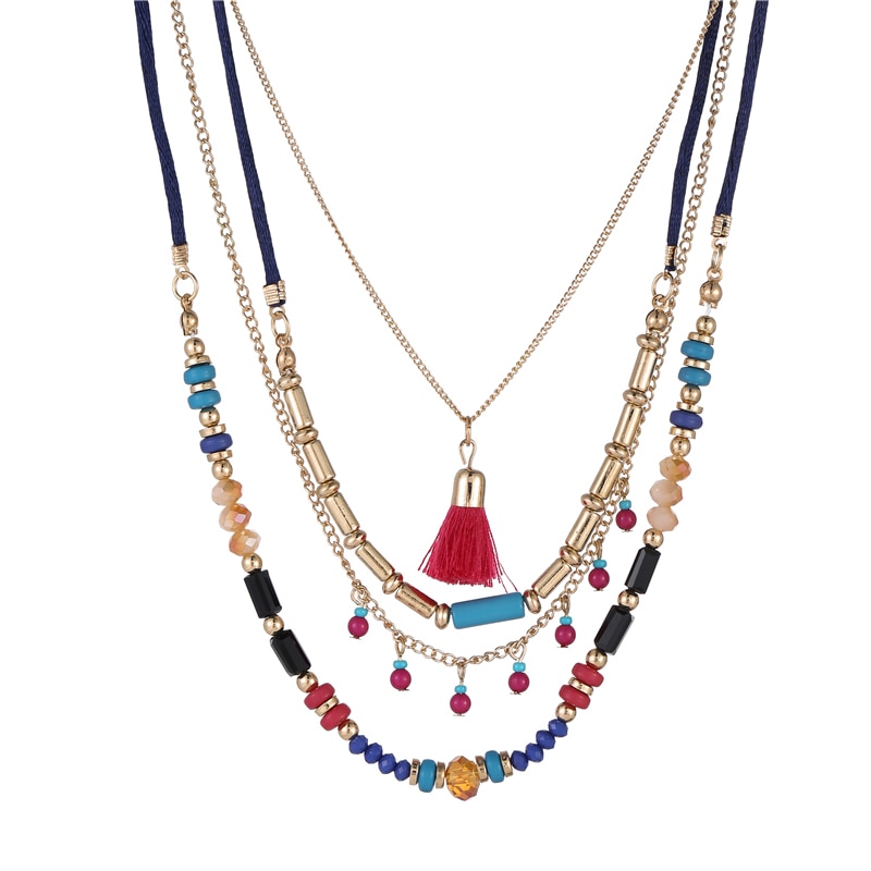 Colorful Multilayer Long Beaded Necklaces 3