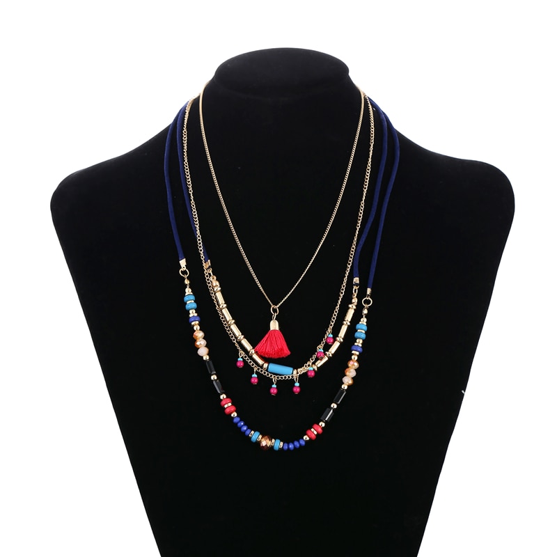 Colorful Multilayer Long Beaded Necklaces 4