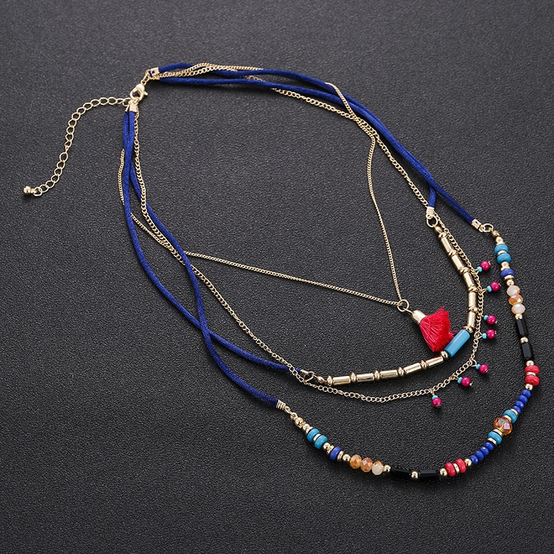 Colorful Multilayer Long Beaded Necklaces 6