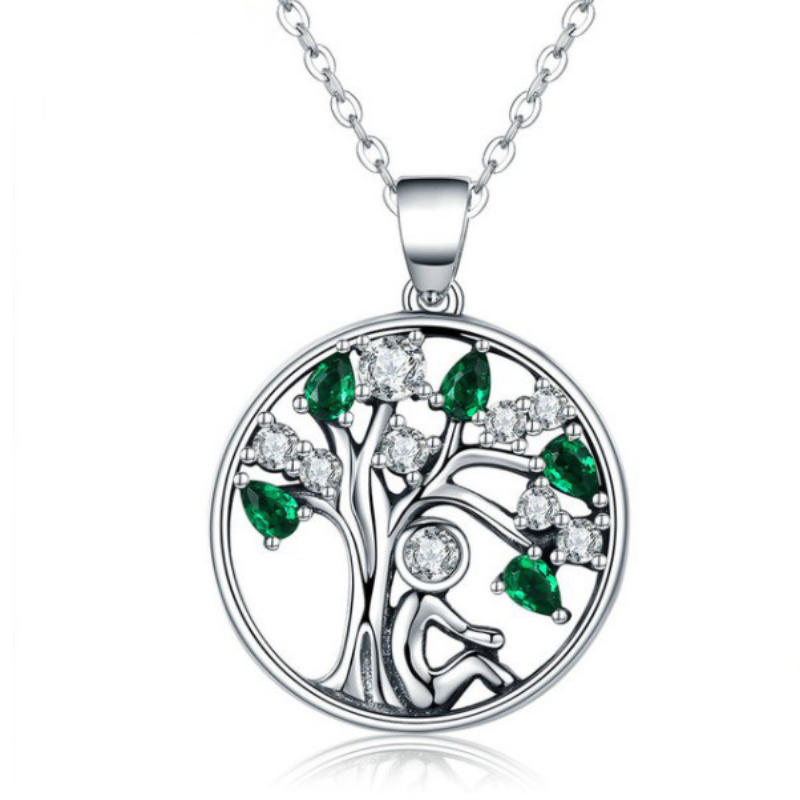 Tree Of Life Round Silver Women'S Pendant Necklace 6