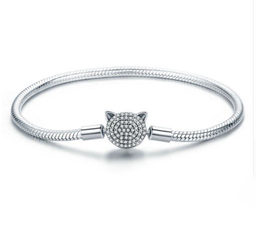Women'S Sterling Silver Crystal Cat Bracelet 3