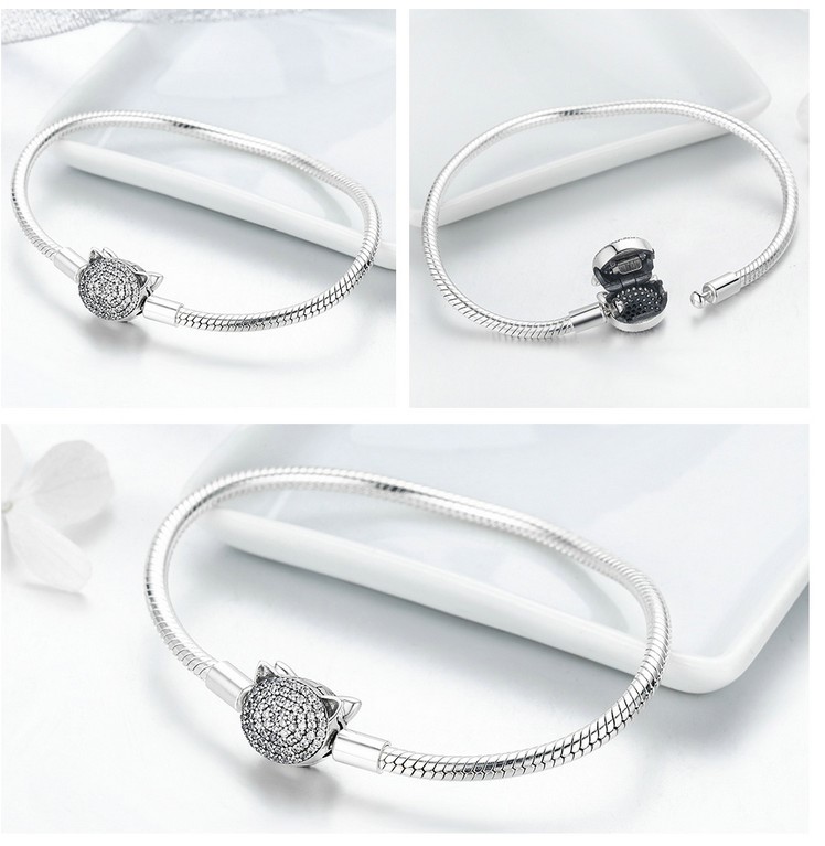 Women'S Sterling Silver Crystal Cat Bracelet 5