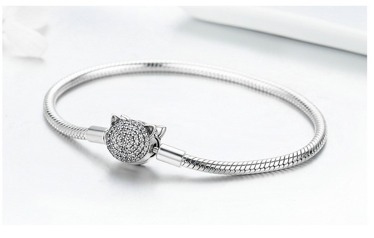 Women'S Sterling Silver Crystal Cat Bracelet 4