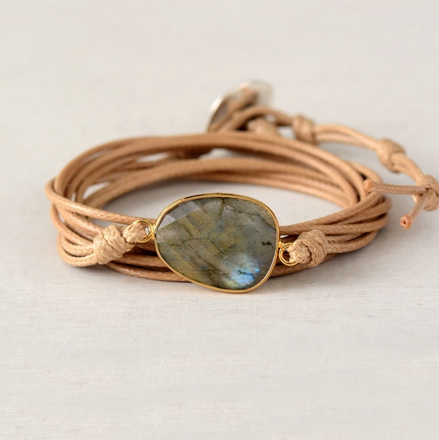 Women'S Boho Style Labradorite Stone Wrap Bracelet 3