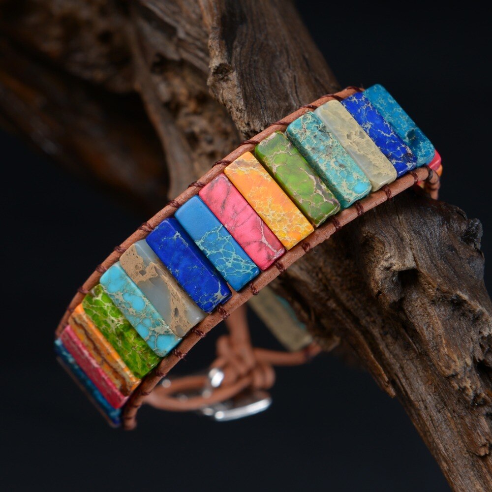 Multicolor Boho Natural Stone Wrap Bracelet