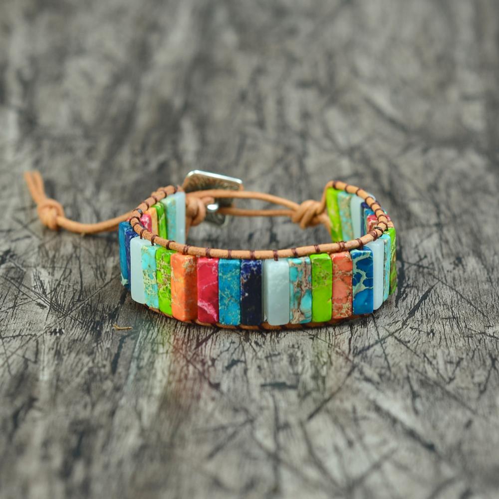 Multicolor Boho Natural Stone Wrap Bracelet 5