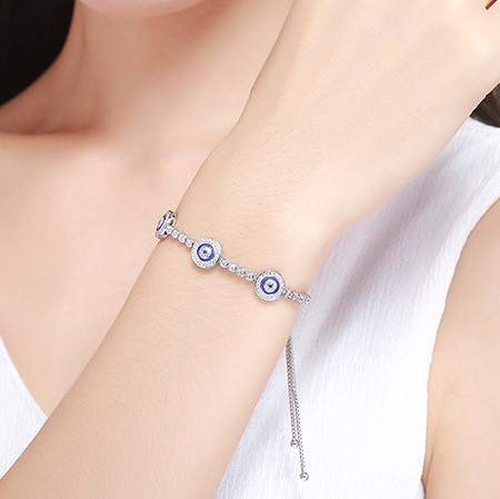 Elegant Sterling Silver Women’s Chain Bracelet With Cubic Zirconia 6