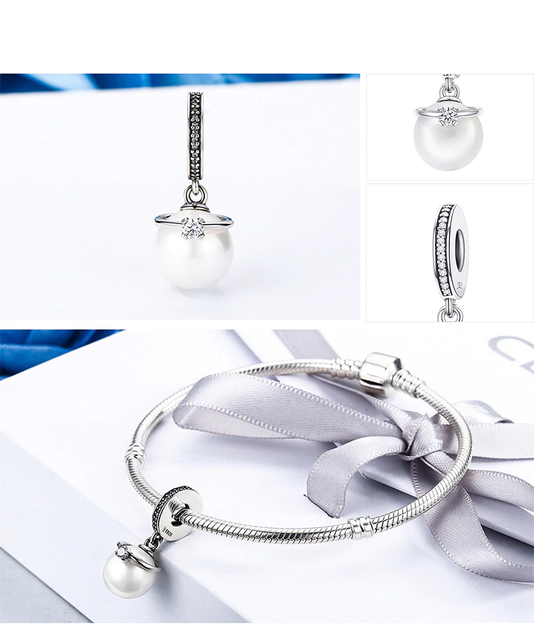 Elegant Genuine 925 Sterling Silver Pearl Pendant 4