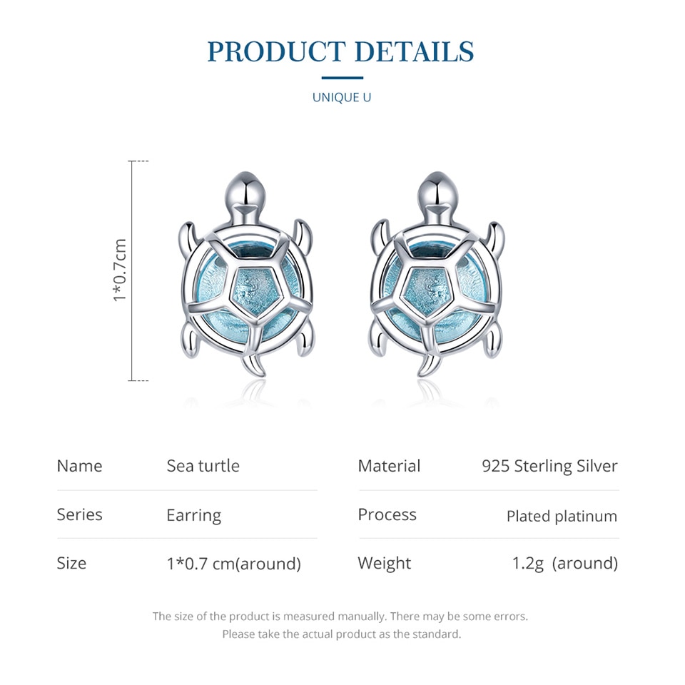 Ocean Blue Turtles Earrings For Women 925 Sterling Silver Glass And Cz 5