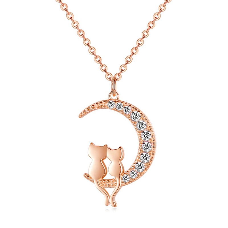 Cute Cat Moon Pendant Necklace 5